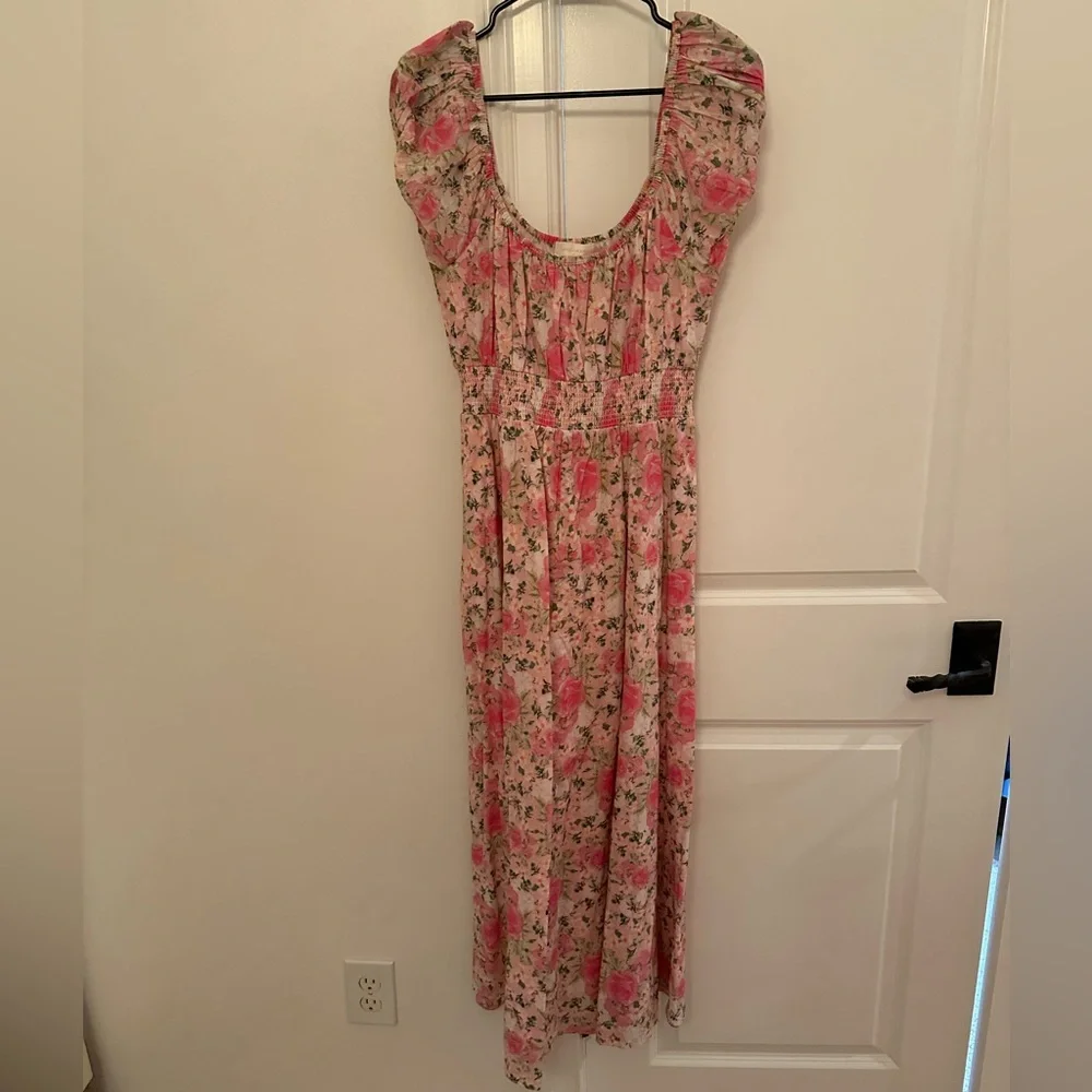 LoveShackFancy LoveShackFancy Vernon Shirred Cotton Floral Dress - Picture 2 of 6